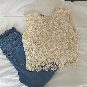 Cream crocheted vintage Fashioned By Gregory Top
